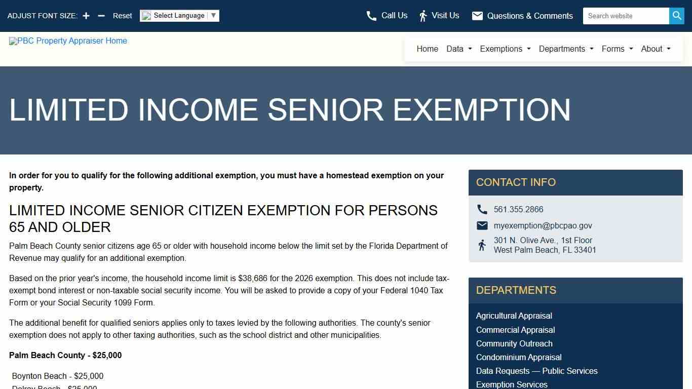 Limited Income Senior Exemption