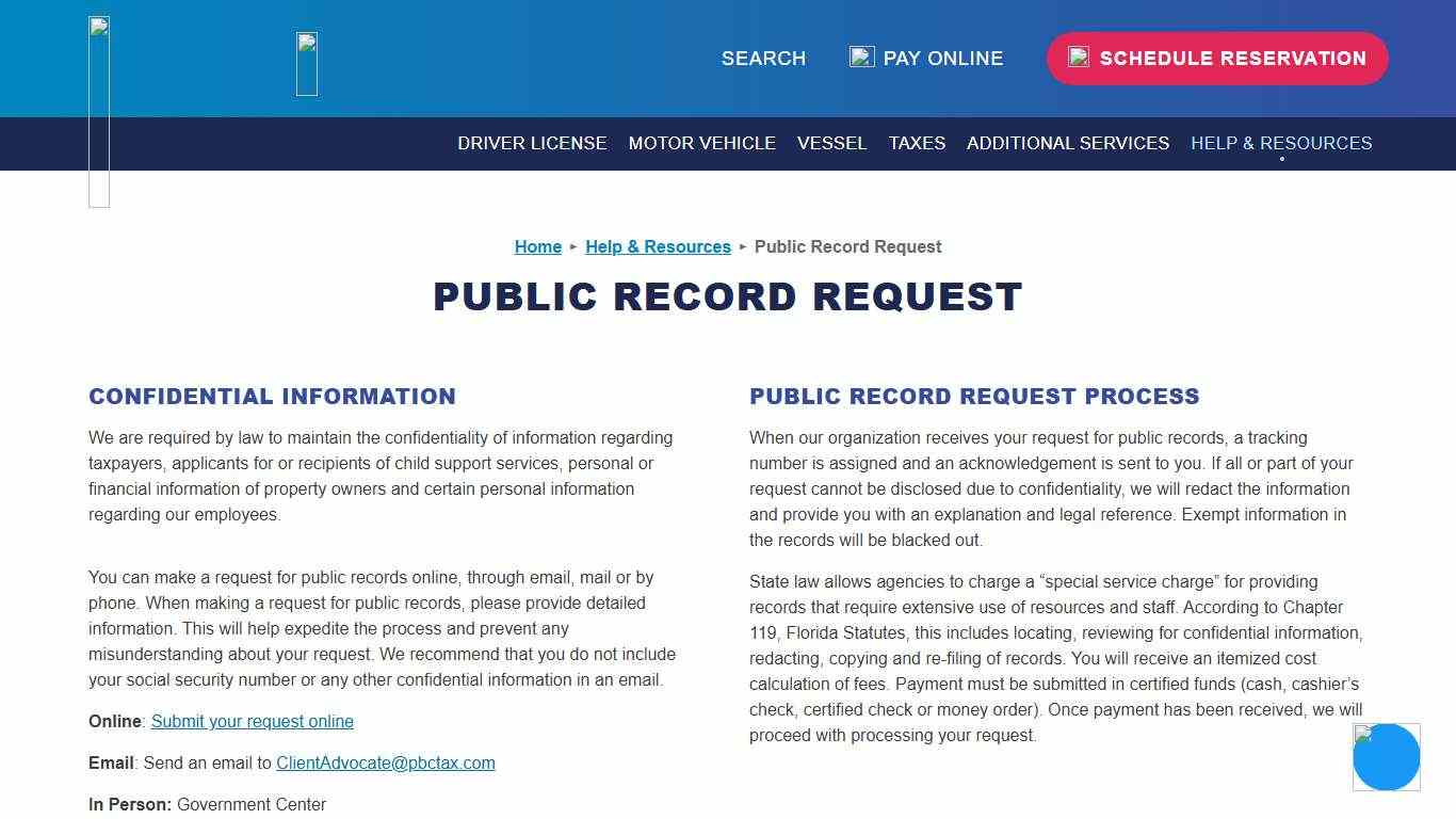 Public Record Request - Constitutional Tax Collector